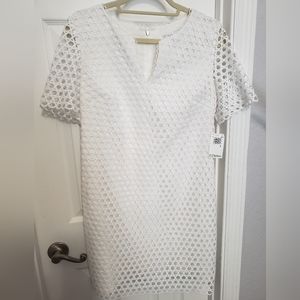 Trina Turk, white lace like effect mini dress, 8
